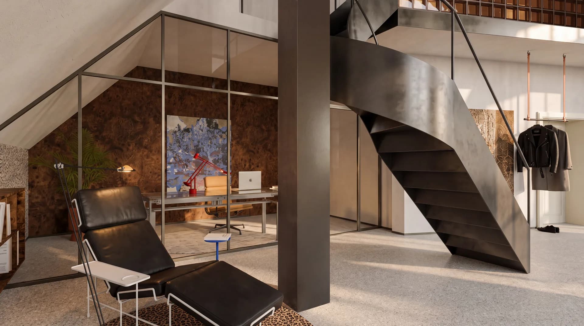 Apartment 12 – study with spiral staircase